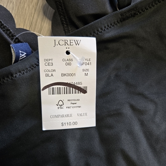 J Crew Black Scalloped One Piece Swimsuit Medium NWT Deep V Retro Classic - Picture 4 of 11